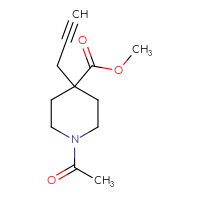 Chemical structure of methyl 1-acetyl-4-(prop-2-yn-1-yl)piperidine-4-carboxylate - CSSB02458771645