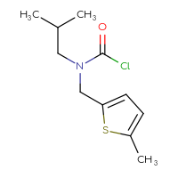 Chemical structure of N-(2-methylpropyl)-N-[(5-methylthiophen-2-yl)methyl]carbamoyl chloride - CSSB06259283010