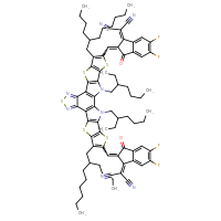 Chemical structure of 2-(2-{[8,22-bis(2-butyloctyl)-23-{[1-(dicyanomethylidene)-5,6-difluoro-3-oxo-2,3-dihydro-1H-inden-2-ylidene]methyl}-3,27-bis(2-ethylhexyl)-6,10,15,20,24-pentathia-3,14,16,27-tetraazaoctacyclo[16.9.0.0²,¹².0⁴,¹¹.0⁵,⁹.0¹³,¹⁷.0¹⁹,²⁶.0²¹,²⁵]heptacosa-1(18),2(12),4(11),5(9),7,13,16,19(26),21(25),22-decaen-7-yl]methylidene}-5,6-difluoro-3-oxo-2,3-dihydro-1H-inden-1-ylidene)propanedinitrile - CSSB20620527520