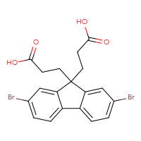Chemical structure of 3-[2,7-dibromo-9-(2-carboxyethyl)-9H-fluoren-9-yl]propanoic acid - CSSB00025717062