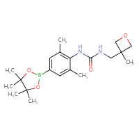 Chemical structure of 1-[2,6-dimethyl-4-(4,4,5,5-tetramethyl-1,3,2-dioxaborolan-2-yl)phenyl]-3-[(3-methyloxetan-3-yl)methyl]urea - CSSB21332065070