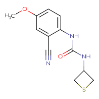 Chemical structure of 1-(2-cyano-4-methoxyphenyl)-3-(thietan-3-yl)urea - CSSB06898186224