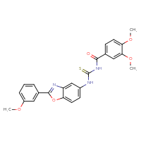 Chemical structure of 1-(3,4-dimethoxybenzoyl)-3-[2-(3-methoxyphenyl)-1,3-benzoxazol-5-yl]thiourea - CSSB00121706517