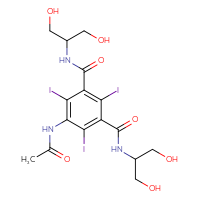 Chemical structure of N1,N3-bis(1,3-dihydroxypropan-2-yl)-5-acetamido-2,4,6-triiodobenzene-1,3-dicarboxamide - CSSB00102518570