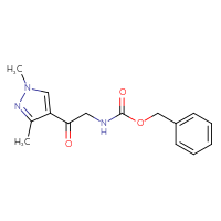 Chemical structure of benzyl N-[2-(1,3-dimethyl-1H-pyrazol-4-yl)-2-oxoethyl]carbamate - CSSB00020390697