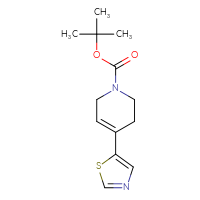 Chemical structure of tert-butyl 4-(1,3-thiazol-5-yl)-1,2,3,6-tetrahydropyridine-1-carboxylate - CSSB02338443236