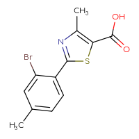 Chemical structure of 2-(2-bromo-4-methylphenyl)-4-methyl-1,3-thiazole-5-carboxylic acid - CSSB00006438834