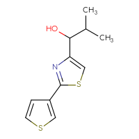 Chemical structure of 2-methyl-1-[2-(thiophen-3-yl)-1,3-thiazol-4-yl]propan-1-ol - CSSB21246411013