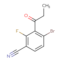 Chemical structure of 4-bromo-2-fluoro-3-propanoylbenzonitrile - CSSB20813993800