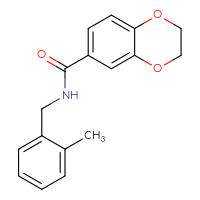 Chemical structure of N-[(2-methylphenyl)methyl]-2,3-dihydro-1,4-benzodioxine-6-carboxamide - CSSB00026631098