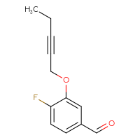 Chemical structure of 4-fluoro-3-(pent-2-yn-1-yloxy)benzaldehyde - CSSB06720870592
