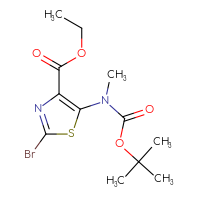 Chemical structure of ethyl 2-bromo-5-{[(tert-butoxy)carbonyl](methyl)amino}-1,3-thiazole-4-carboxylate - CSSB03496571473