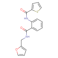 Chemical structure of N-(2-{[(furan-2-yl)methyl]carbamoyl}phenyl)thiophene-2-carboxamide - CSSB00026760023