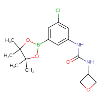 Chemical structure of 1-[3-chloro-5-(4,4,5,5-tetramethyl-1,3,2-dioxaborolan-2-yl)phenyl]-3-(oxetan-3-yl)urea - CSSB15100046555