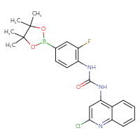 Chemical structure of 1-(2-chloroquinolin-4-yl)-3-[2-fluoro-4-(4,4,5,5-tetramethyl-1,3,2-dioxaborolan-2-yl)phenyl]urea - CSSB21332170709