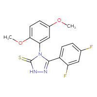 Chemical structure of 3-(2,4-difluorophenyl)-4-(2,5-dimethoxyphenyl)-4,5-dihydro-1H-1,2,4-triazole-5-thione - CSSB00121610922
