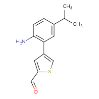 Chemical structure of 4-[2-amino-5-(propan-2-yl)phenyl]thiophene-2-carbaldehyde - CSSB06590143593
