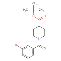 Chemical structure of tert-butyl 1-(3-bromobenzoyl)piperidine-4-carboxylate - CSSB02123017647