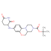 Chemical structure of tert-butyl (10R)-5-[(2,6-dioxopiperidin-3-yl)amino]-8-oxa-1,12-diazatricyclo[8.4.0.0²,⁷]tetradeca-2,4,6-triene-12-carboxylate - CSSB20621662858