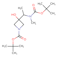 Chemical structure of tert-butyl 3-(1-{[(tert-butoxy)carbonyl](methyl)amino}ethyl)-3-hydroxyazetidine-1-carboxylate - CSSB00161000993