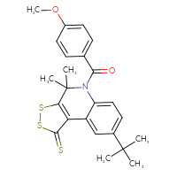 Chemical structure of 8-tert-butyl-5-(4-methoxybenzoyl)-4,4-dimethyl-1H,4H,5H-[1,2]dithiolo[3,4-c]quinoline-1-thione - CSSB00121709882