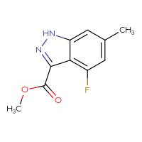 Chemical structure of methyl 4-fluoro-6-methyl-1H-indazole-3-carboxylate - CSSB06772626692