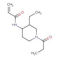 Chemical structure of N-(3-ethyl-1-propanoylpiperidin-4-yl)prop-2-enamide - CSSB00160554831