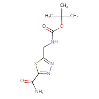 Chemical structure of tert-butyl N-[(5-carbamoyl-1,3,4-thiadiazol-2-yl)methyl]carbamate - CSSB15033525007