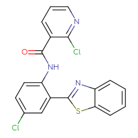 Chemical structure of N-[2-(1,3-benzothiazol-2-yl)-4-chlorophenyl]-2-chloropyridine-3-carboxamide - CSSB00121653907