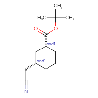 Chemical structure of rac-tert-butyl (1R,3S)-3-(cyanomethyl)cyclohexane-1-carboxylate - CSSB20882521466