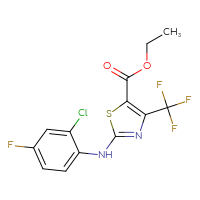 Chemical structure of ethyl 2-[(2-chloro-4-fluorophenyl)amino]-4-(trifluoromethyl)-1,3-thiazole-5-carboxylate - CSSB00015198638