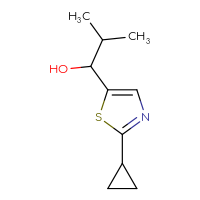 Chemical structure of 1-(2-cyclopropyl-1,3-thiazol-5-yl)-2-methylpropan-1-ol - CSSB00017027850