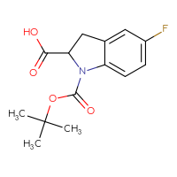 Chemical structure of 1-[(tert-butoxy)carbonyl]-5-fluoro-2,3-dihydro-1H-indole-2-carboxylic acid - CSSB00161150140