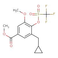 Chemical structure of methyl 3-(cyclopropylmethyl)-5-methoxy-4-(trifluoromethanesulfonyloxy)benzoate - CSSB21163887322