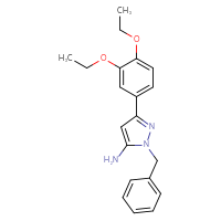 Chemical structure of 1-benzyl-3-(3,4-diethoxyphenyl)-1H-pyrazol-5-amine - CSSB00020652957