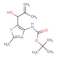 Chemical structure of tert-butyl N-[5-(1-hydroxy-2-methylprop-2-en-1-yl)-2-methyl-1,3-thiazol-4-yl]carbamate - CSSB20711032969
