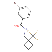 Chemical structure of 3-bromo-N-{[1-(trifluoromethyl)cyclobutyl]methyl}benzamide - CSSB01024713723