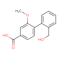 Chemical structure of 2'-(hydroxymethyl)-2-methoxy-[1,1'-biphenyl]-4-carboxylic acid - CSSB00150701522