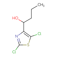 Chemical structure of 1-(2,5-dichloro-1,3-thiazol-4-yl)butan-1-ol - CSSB21246458747