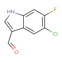 Chemical structure of 5-chloro-6-fluoro-1H-indole-3-carbaldehyde - CSSB00009849796