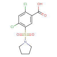 Chemical structure of 2,4-dichloro-5-(pyrrolidine-1-sulfonyl)benzoic acid - CSSB00000590288