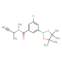 Chemical structure of N-(but-3-yn-2-yl)-3-chloro-N-methyl-5-(4,4,5,5-tetramethyl-1,3,2-dioxaborolan-2-yl)benzamide - CSSB02526686210