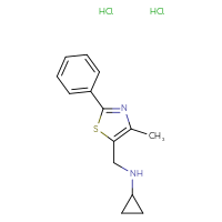 Chemical structure of N-[(4-methyl-2-phenyl-1,3-thiazol-5-yl)methyl]cyclopropanamine dihydrochloride - CSSB00025725481