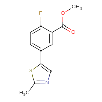 Chemical structure of methyl 2-fluoro-5-(2-methyl-1,3-thiazol-5-yl)benzoate - CSSB02833233201