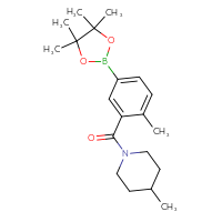 Chemical structure of 4-methyl-1-[2-methyl-5-(4,4,5,5-tetramethyl-1,3,2-dioxaborolan-2-yl)benzoyl]piperidine - CSSB02533253564