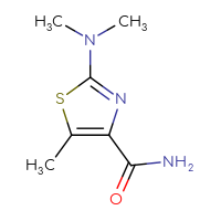 Chemical structure of 2-(dimethylamino)-5-methyl-1,3-thiazole-4-carboxamide - CSSB20740766990