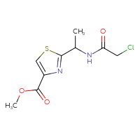Chemical structure of methyl 2-[1-(2-chloroacetamido)ethyl]-1,3-thiazole-4-carboxylate - CSSB06741654747