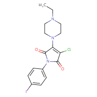 Chemical structure of 3-chloro-4-(4-ethylpiperazin-1-yl)-1-(4-iodophenyl)-2,5-dihydro-1H-pyrrole-2,5-dione - CSSB00121728310