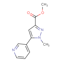 Chemical structure of methyl 1-methyl-5-(pyridin-3-yl)-1H-pyrazole-3-carboxylate - CSSB00011637188