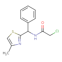 Chemical structure of 2-chloro-N-[(4-methyl-1,3-thiazol-2-yl)(phenyl)methyl]acetamide - CSSB21332099232